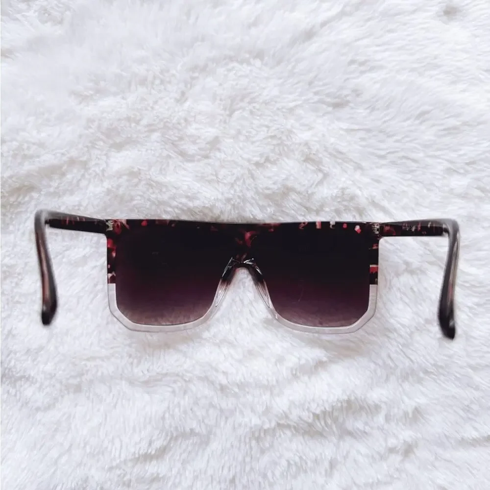 Kira Tortoise Brown & Clear Oversized Sunglasses